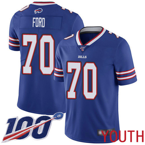 Youth Buffalo Bills #70 Cody Ford Royal Blue Team Color Vapor Untouchable Limited Player 100th Season NFL Jersey